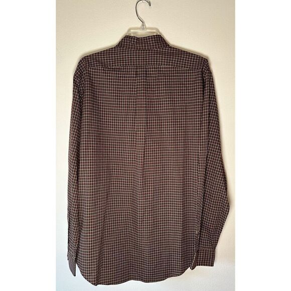 Ralph Lauren men classic fit burgundy plaid long sleeve shirt size L #44-1349 - Picture 5 of 5